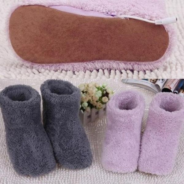 Pantofole inverno scarpe da riscaldamento USB foglie peluche piedi elettrici caldi riscaldabili padie riscaldanti