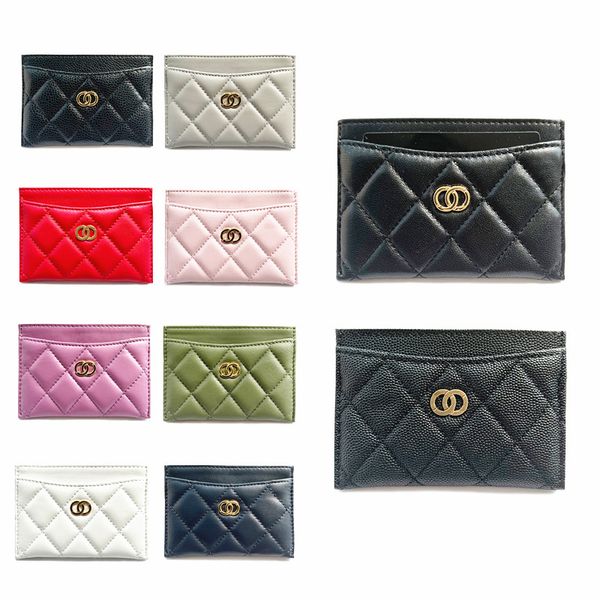 Mit Box Seriennummer Ribbon Kanal Wallet Card Halter Karteninhaber Geldbörsen Damen Männer Designer Brieftaschen Luxurys Schlüsselbeutel Original Lambleder Ledermark