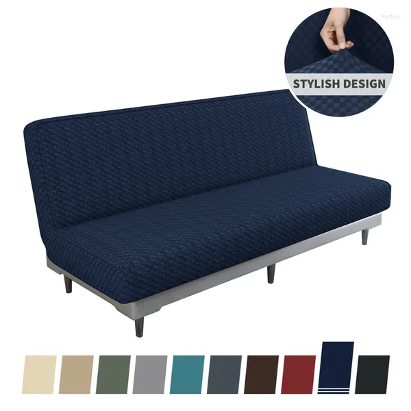 Sandalye kapakları jakard stereo katlanır kanepe slipcovers yumuşak koruyucu katı kalın elastikiyet futon salonu kanepe kolsuz