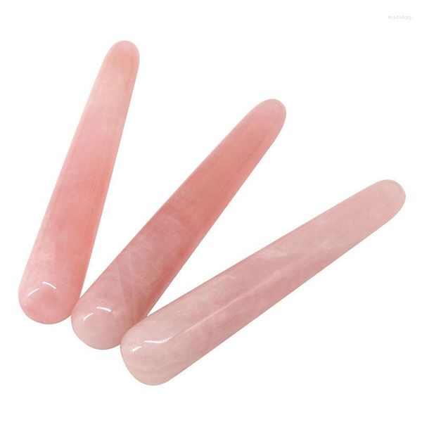 Estatuetas decorativas 1pc de boa qualidade rosa rosa quartzo varra de pedras preciosas artesanato de prazer wand massagem manual massagem mágica sala de pedra ornamento