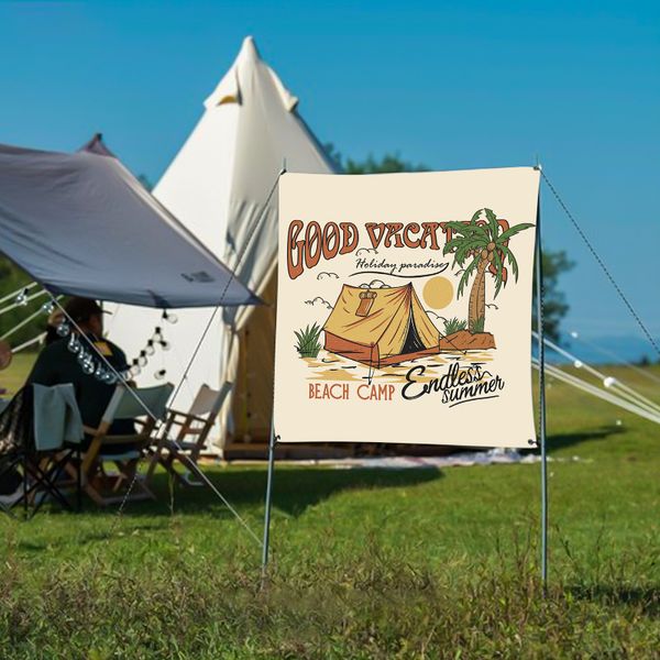 Bandiere da campeggio grandi 5x5 FT per campeggio Banner da spiaggia decorativo per esterni Tessuto Oxford spesso personalizzabile con quattro occhielli in ottone