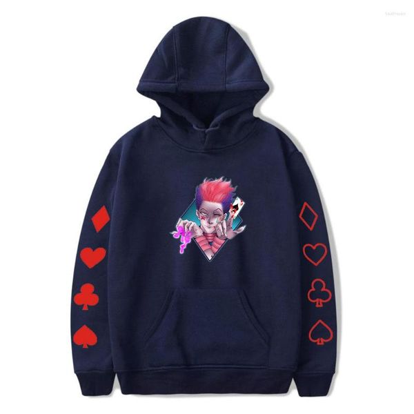 Felpe con cappuccio da uomo Moda Hisoka Uomo Donna Felpe con cappuccio Harajuku Felpa con cappuccio Hip Hop Ragazzi Ragazze Casual Pullover blu navy