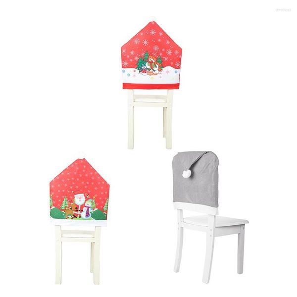 Coprisedie 2 pezzi/set Anno Decorazioni natalizie Coprisedili Babbo Natale Pupazzo di neve Berretto rosso Forniture per ornamenti da pranzo