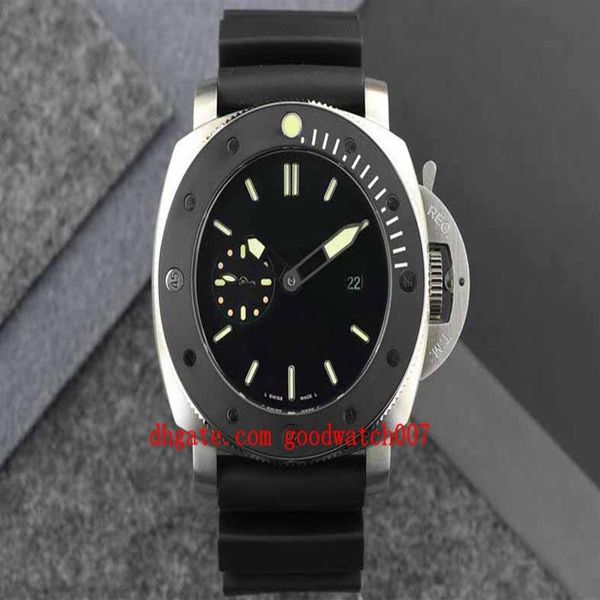 Montre pour hommes 3 jours asiatique 9015 47MM, mouvement automatique, lunette en céramique noire, cristal saphir, plongée, mode, Sport lumineux, Watc262p