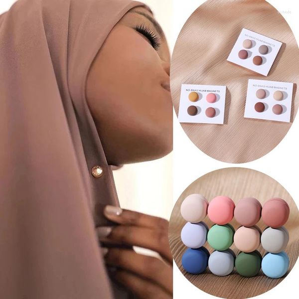 Broches Magnetic Hijab Sconhles Fiftles fortes pinos de ímã de metal para mulheres muçulmanas acessórios de lenços de cabeça macaron clipe de xale de cor sólidos