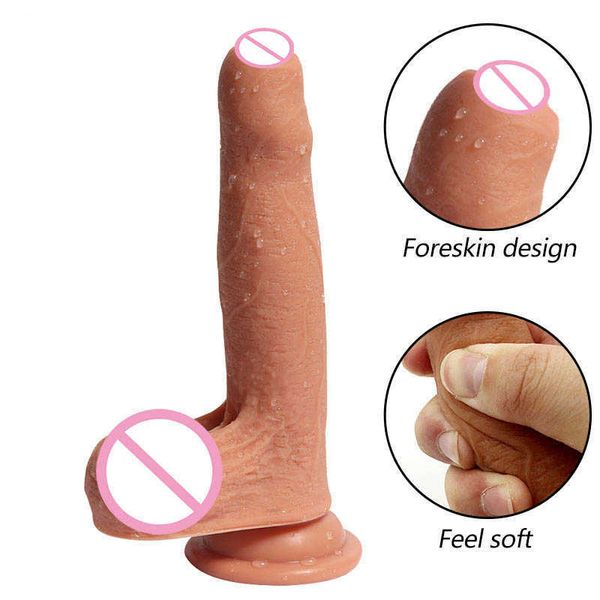 Articoli di bellezza Morbido prepuzio Dildo Pene realistico Ventosa Cazzo sexytoys Per le donne Vagina Masturbazione anale Giocattoli erotici per adulti Sexy Shop