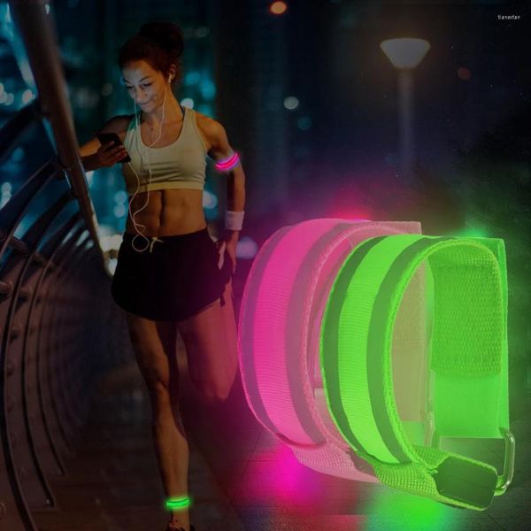 Joelheiras de joelheiras de alerta de aviso de pulseira luminosa ciclismo refletivo de segurança de fanda de braçadeira para ciclo ao ar livre entretenimento de bicicleta