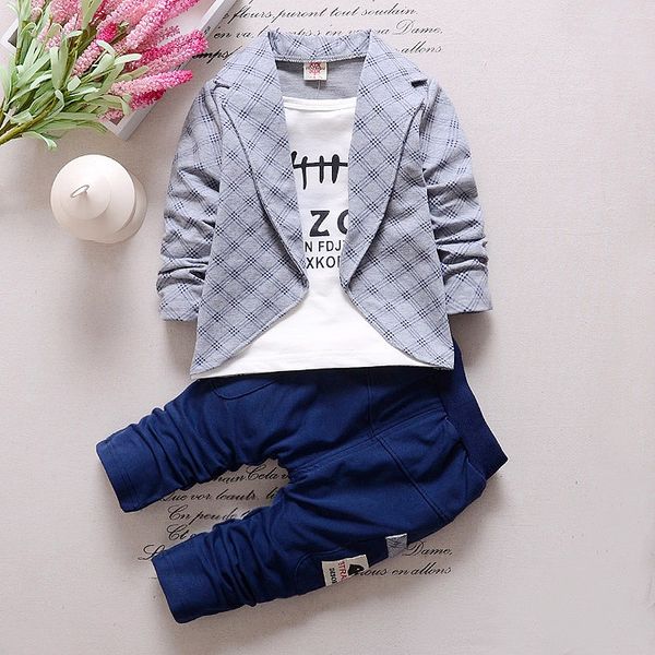 Set di abbigliamento per neonati per bambini Set di vestiti per bambini per bambini Griglia False Set di 2 pezzi Set di abiti per bambini in stile ragazzo 1 2 3 4 anni