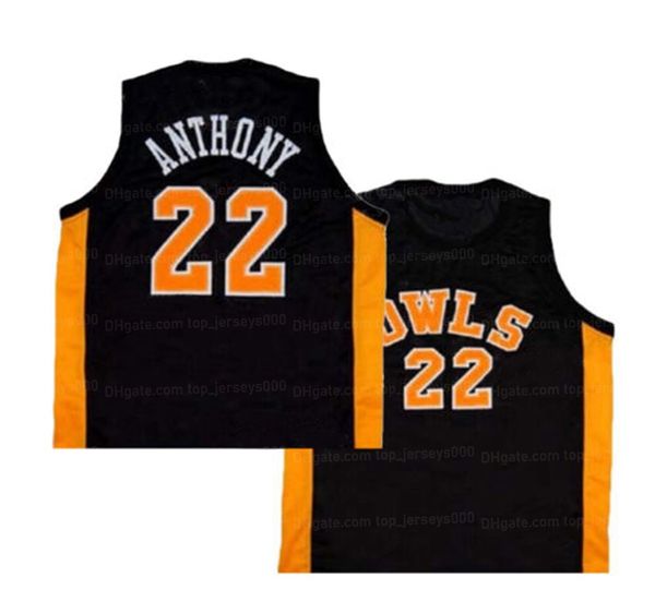 Maglia da basket personalizzata Throwback Melo Anthony # 22 High School nera cucita qualsiasi nome numero taglia S-4XL