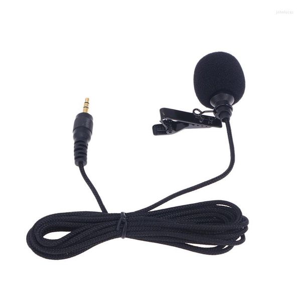 Microfones 2,5m Microfone de metal omnidirecional 3,5 mm Jack Lavalier Tie Mini Audio Mic para Letragem de fala