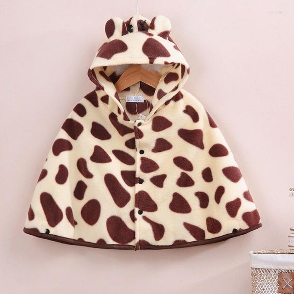 Jacken Hooyi Leopard Babykleidung Outfits Fleece Junge Umhang Geborener Umhang Mädchen Schal Säuglingsmäntel Kapuzenmantel Decke