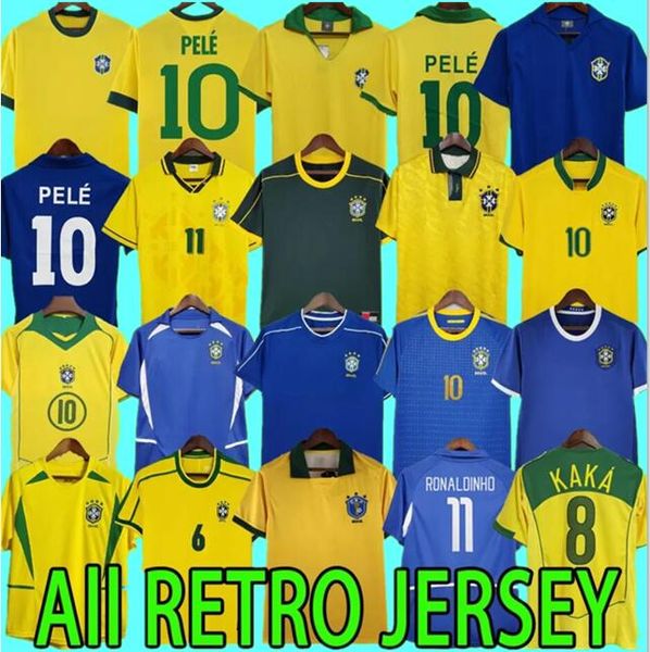 CUSTOM Brasile maglie da calcio retrò # 10 PELE 1957 1970 1978 1985 1988 1992 1994 1998 2000 2002 2004 2006 2010 2012 Brasil RONALDINHO Maglie calcio Brasile