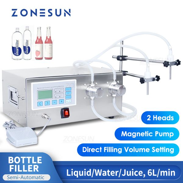 Zonesun semi-automictométrico de garrafa elétrica de garrafa magnética Filmor líquido suco de água Drinks de óleo Máquina de embalagem ZS-MPZ2