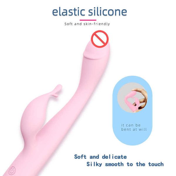 Itens de beleza 10 velocidades G Spot Double Head Rabbit Vibrator for Women USB Dildo Vibrators Soft Clitoris Toy Erotic Adult Products