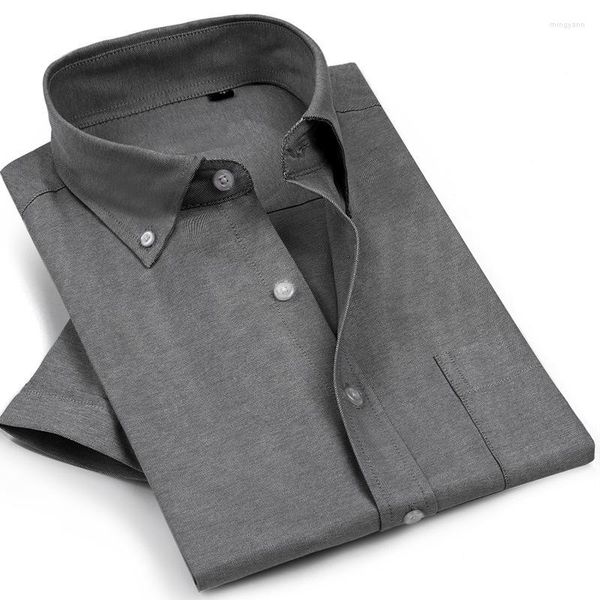 Camicie casual da uomo Estate manica corta Oxford Camicia elegante da uomo 2022 Slim Fit Uomo Business Button Down per uomo Blu Rosa Grigio Bianco