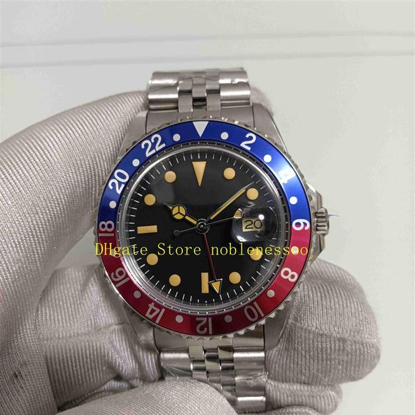 2 Farbartikel Herren Vintage Uhren Real Po Men 40mm 1675 Schwarz Rot Blaue Lünette BP Factory 2813 Uhrwerk Mechanisch Herren'300w