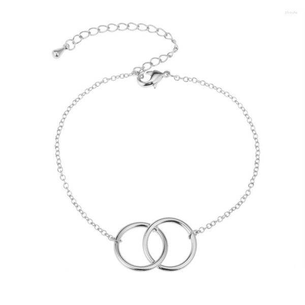 Pulseira de dois círculos para mulheres anéis de nterlocking duplo anéis infinitos geração vinculada amizade