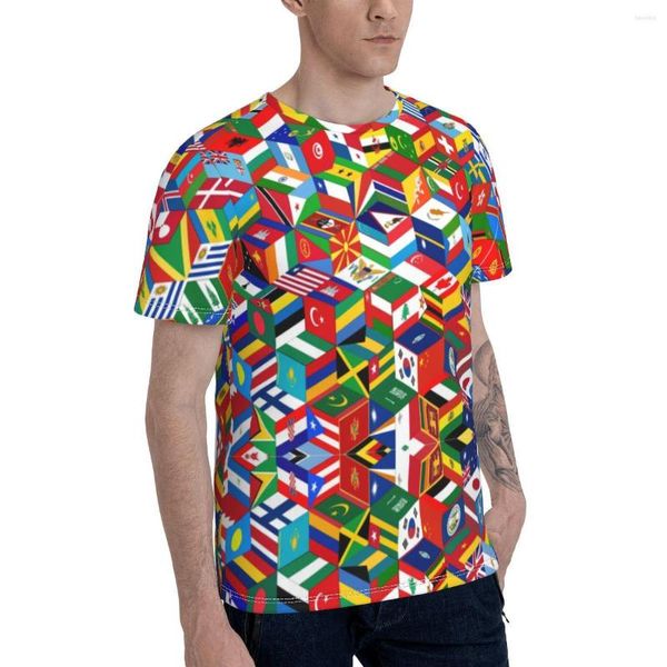 Herren T-Shirts Promo More als 100 Flags der Länder Welt International Geschenk T-Shirt Casual Graphic Humor R333 Tops T-Shirts
