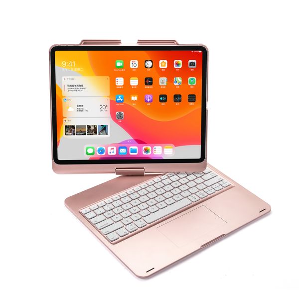 360 Caixa de teclado de rotação Caso sem fio Bluetooth 7 Cores LED LID LIDADO TONTE TOchpad Stand Tampa com porta -lápis para iPad Pro 12.9