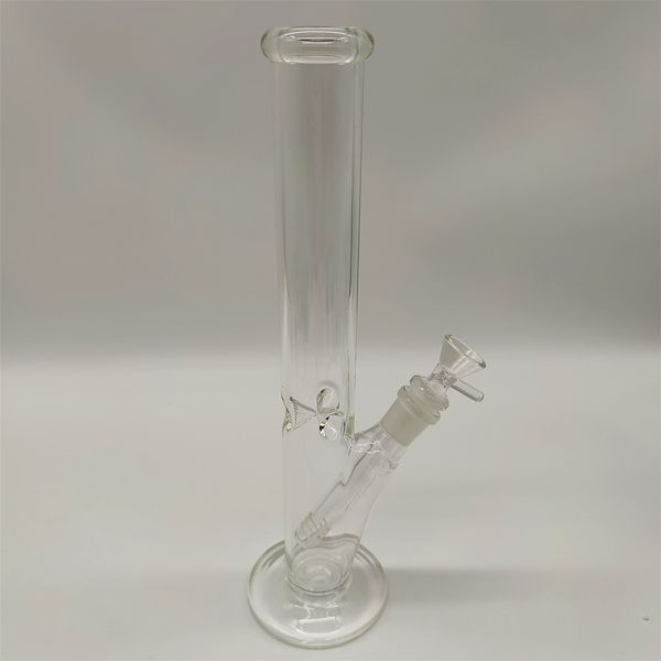 Bong per pipa ad acqua in vetro trasparente sottile dritto da 12 pollici Bong per narghilè Fumo Becher Bong Bubbler Ciotola da 14 mm