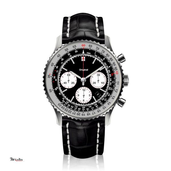 Relógio mecânico automático de alta qualidade da marca Branda B Branca Branca Aço inoxidável Caixa de couro Black Color Dial223s