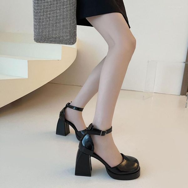 Elbise Ayakkabı Moda Platformu Yüksek Topuklu Kadınlar 2022 Retro Mary Jane Ayakkabı Kayışı Pompalar tıknaz sandalet topuklu parti bayanlar