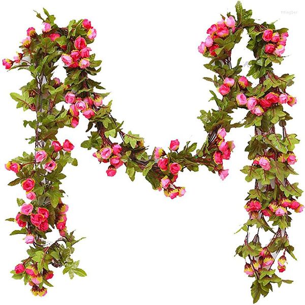 Flores decorativas 253cm Fake Rose Vine Artificial Garland Flower Silk PEONY PARA CASAMENTO DE CASAMENTO DO AUTONO DIY GARDEN ARCH