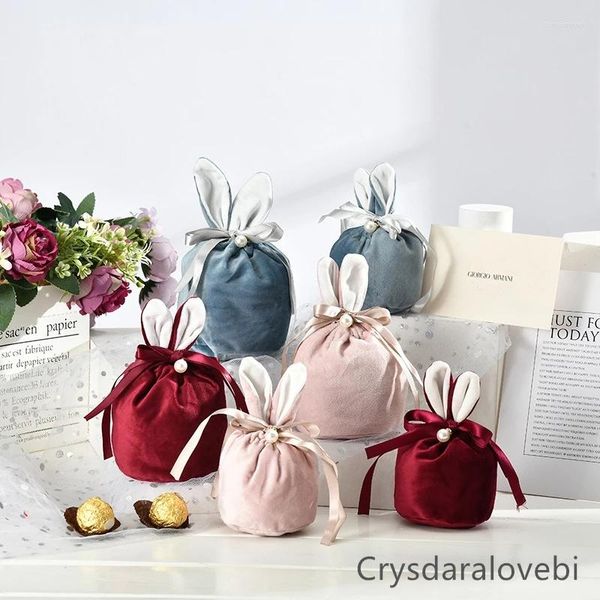 Confezione regalo 10 pezzi sacchetti di imballaggio per orecchie vuote Borsa per regali di Pasqua San Valentino Cioccolatini Sacchetti di velluto Decorazioni per matrimoni