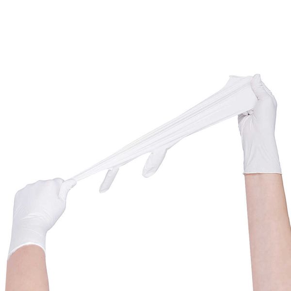 24peeces Stock в США 100 шт. Чистые чистые белые нитрильные перчатки одноразовые