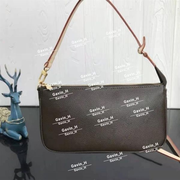 Pochette Accessoires feminino Boas embreagem noite mini bolsa pequena bolsa de ombro pequena bolsa marrom couro marrom com bolsa de poeira 519303x