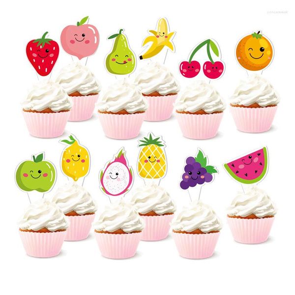 Forniture festive Ciambella Decorazione per feste Ciambelle Cake Topper Scheda con inserto di frutta animale Compleanno per bambini Baby Shower