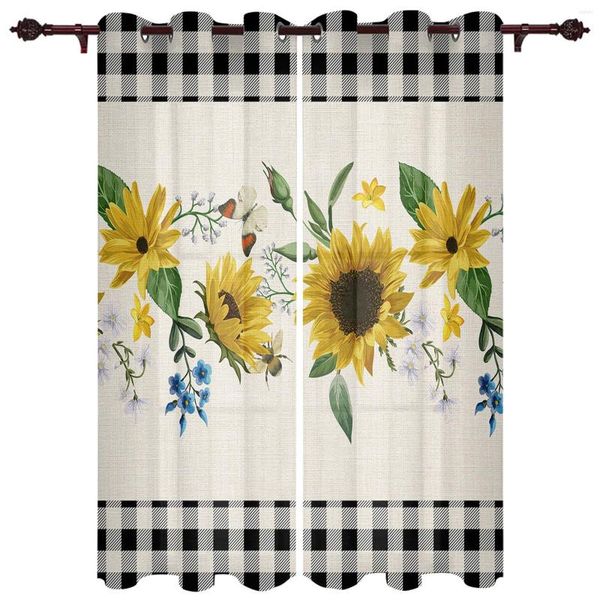 Tenda Idilliaca Girasole Farfalla Tende per finestre per soggiorno Cucina Decorazioni per interni Trattamento mantovane