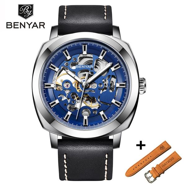 Benyar Mens Watches Set Reloj Hombre Top Brand Автоматические механические водонепроницаемые кожа Sport Watch Men Relogio Masculino287c