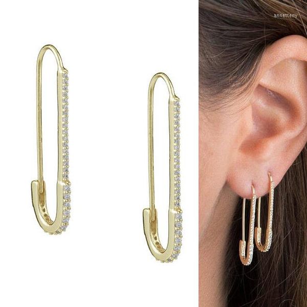 Orecchini a bottone Colore oro argento Micro Pave Cz Semplice orecchino a spilla da balia per donna Gril