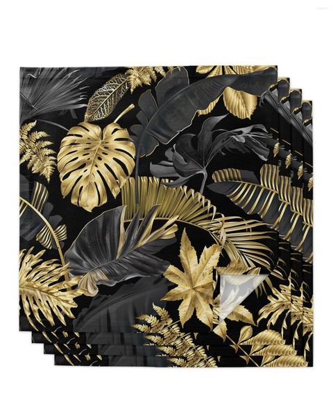 Столовая салфетка Золотые листья черные фоновые салфетки набор ткани кухни ужин