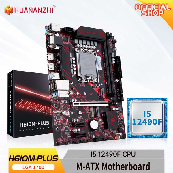 Huananzhi H610m mais placa-mãe M-ATX com Intel Core i5 12490F LGA 1700 suporta DDR4 2400 2666 2933 3200MHz 64G M.2 NVME SAT SAT