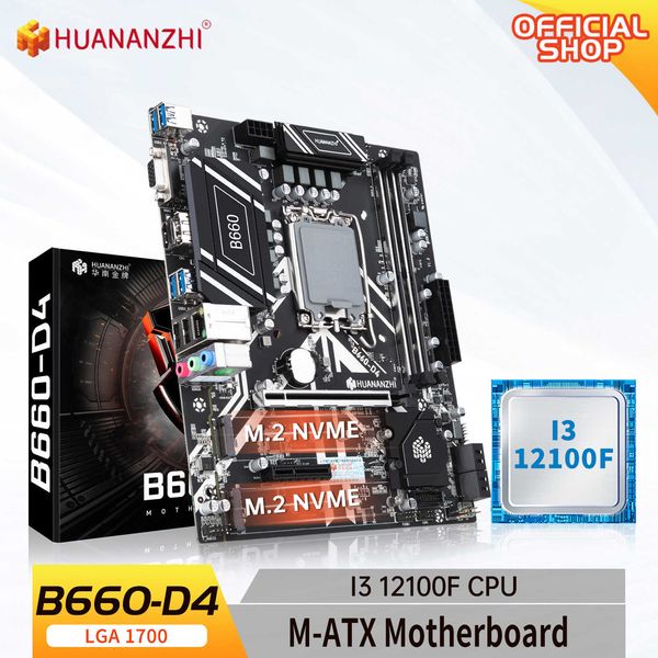 Huananzhi B660 D4 M-ATX Anakart Intel Core I3 12100F LGA 1700 Destekler DDR4 2400 2666 2933 3200MHz 64G M.2 NVME SATA3.0