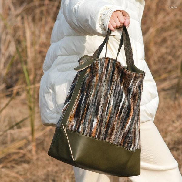 Bolsas de lã de sacos de lã para mulheres bolsas de pano de algodão, padronizada com ttete macio de tecido macio compra de grande capacidade para mulheres