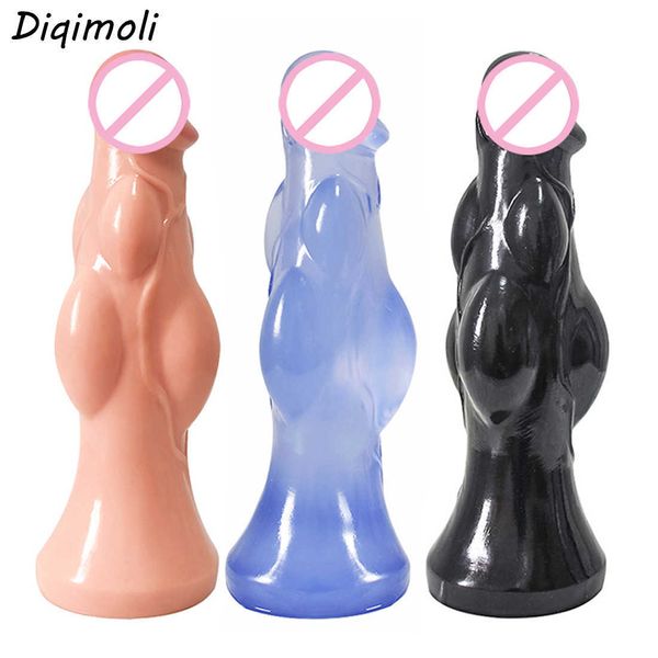 Articoli di bellezza Dildo muscolosi di grandi dimensioni con ventosa Stimolare la vagina e l'ano Plug anale del pene enorme Dilatatore morbido Giocattoli sexy per le donne