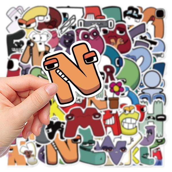 50pcs adesivos de graffiti misto alfabeto para skate laptop ipad bicicleta motocicleta capacete ps4 telefonia infantil de brinquedos diy