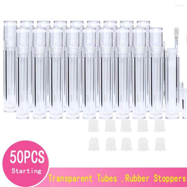 Botellas de almacenamiento de 5ml, contenedores transparentes para brillo de labios, contenedor de lápiz labial recargable transparente, glaseado con tapones de goma para mujer