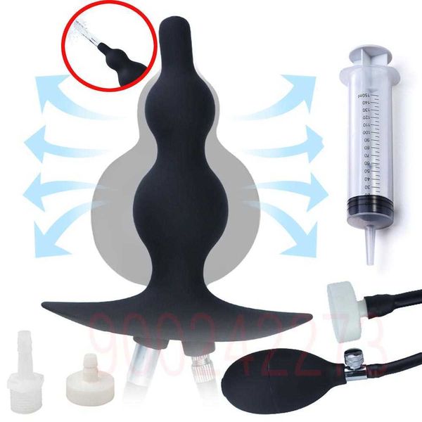 Articoli di bellezza 2in1 Cline anale gonfiabile Plugello di pulizia dell'ugello ano dilatatore silicone cucciolo vagina di dildo pompa prostata massaggio sexy prodotti