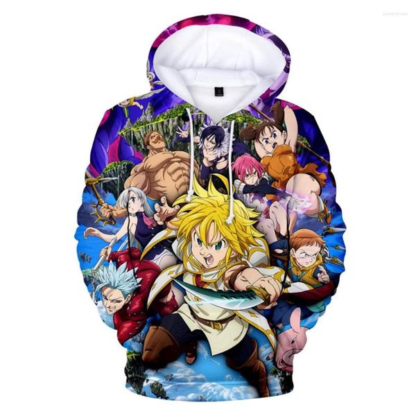 Felpe con cappuccio da uomo Harajuku Meliodas 3D Uomo/Donna/bambino Stampa Nanatsu No Taizai Coolest The Seven Deadly Sins Pullover con cappuccio