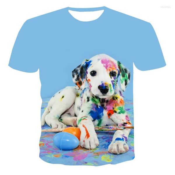 Erkek Tişörtleri Moda Yaz T-Shirt Erkekler 2022 3D Baskı Sevimli Köpek Yavru Erkekler Nefes Alabaş Sokak Giysesi Boyutu XXS-6XL