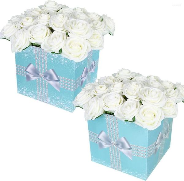 Confezione regalo 4PCS Scatola turchese per addio al nubilato Teal Sliver Centrotavola per addio al nubilato Tavoli Forniture per fidanzamento di nozze