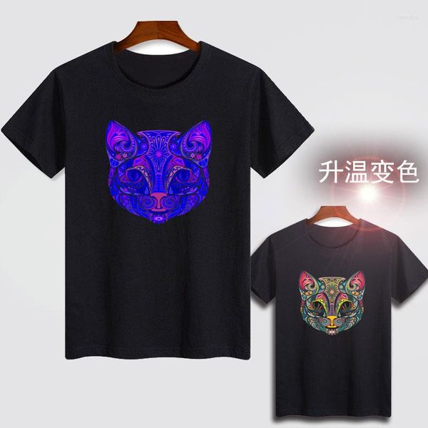 Herren T-Shirts 2022 Technologie Farbwechsel T-Shirt Gesicht Kurzarm Alle Baumwollkleidung Halbmode Freizeitkleidung