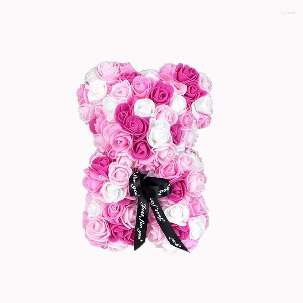 Fiori decorativi 25 cm Orso floreale Artificiale Rosa immortale Teddy San Valentino Produttore colorato Regalo di Natale per mamma ragazza