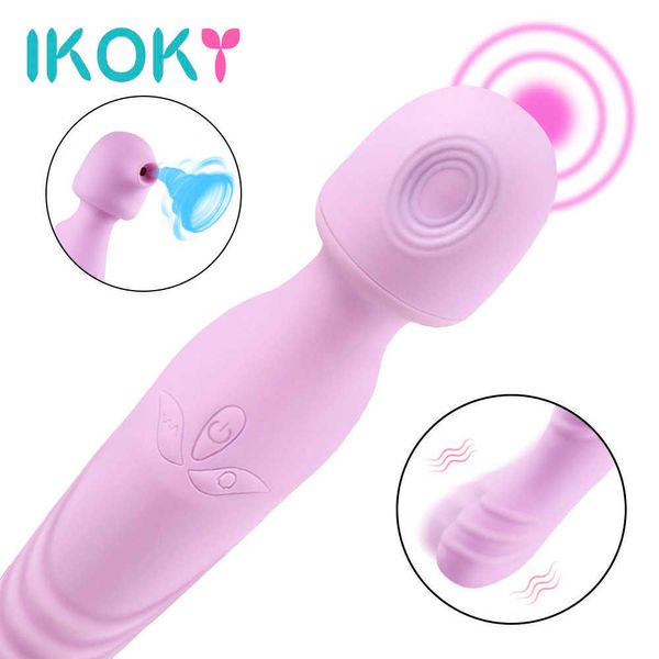 Компания красоты ikoky телескопический сосающий вибратор g Spot Massager 3 в 1 AV Magic Wand стимулятор Clitoris Сексуальные игрушки для женщины вибрирующие дилдо