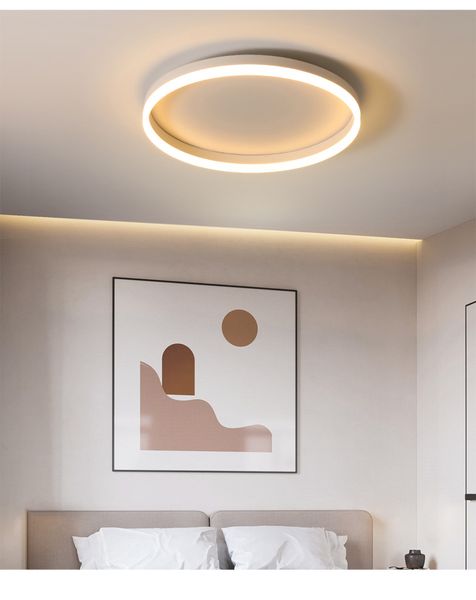 İskandinav Minimalist Usta Led Tavan Işıkları Yatak Odası Lambası Ultra-İnce Modern Minimalist Yuvarlak Net Kırmızı Sıcak Kitap Oturma Odası Lambalar