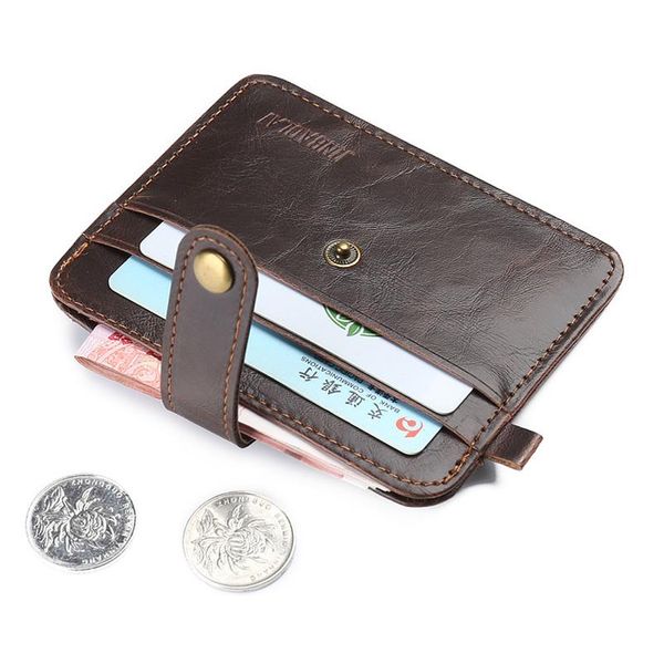 Magnet de bolsa de moedas Bifold Bifold Men Wallet Super Slim Simples Vintage PU Catrão de couro Holder281W